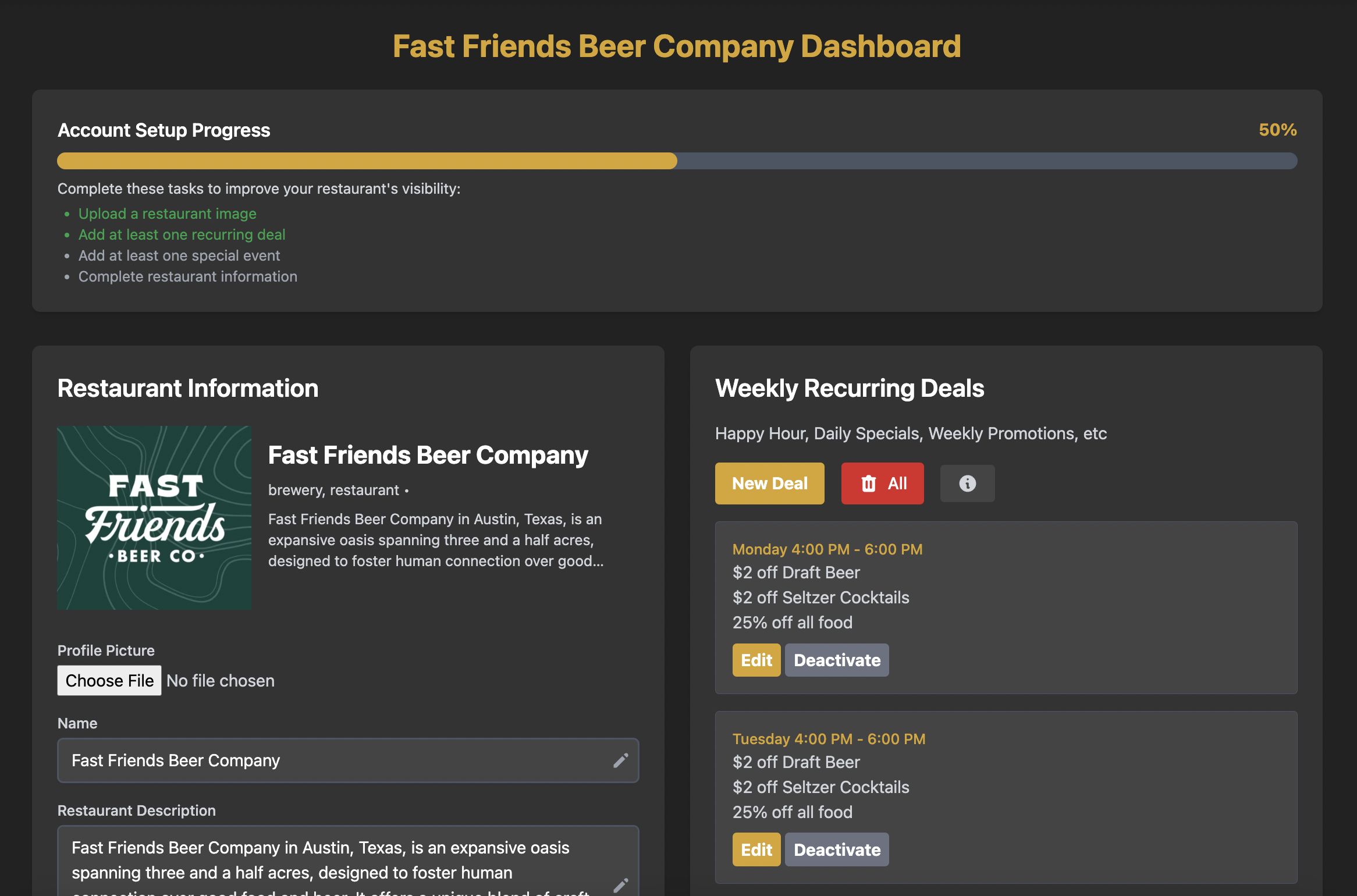 happyhopper Restaurant Dashboard